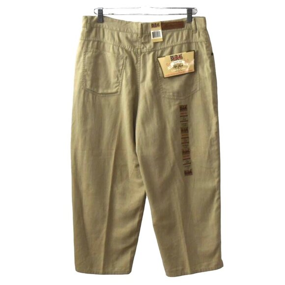 Bill Blass Linen Capri Pants Womens Size 14 Tan Casual Lightweight - Picture 2 of 9